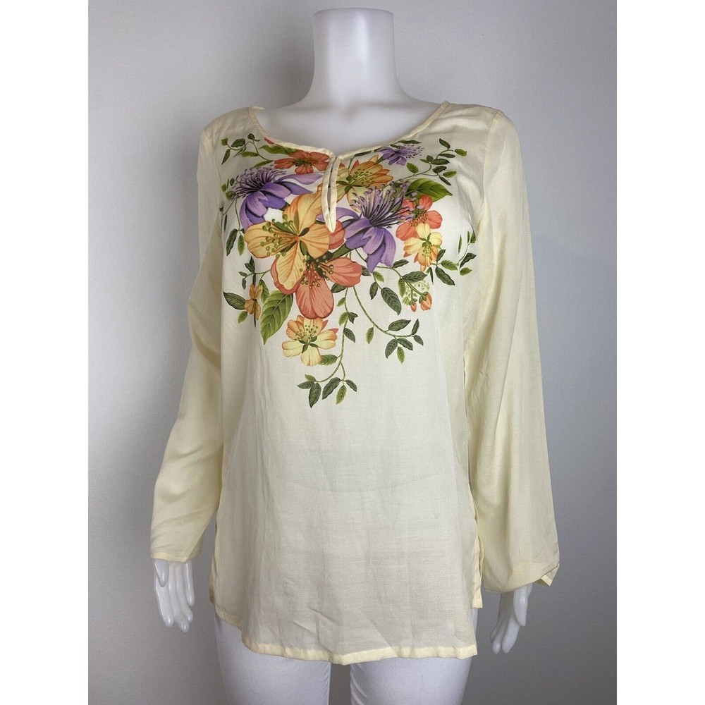 F. Tommy Bahama Silk Top Size M Multicolor Tunic Long Sleeves Blouse. NWT $105